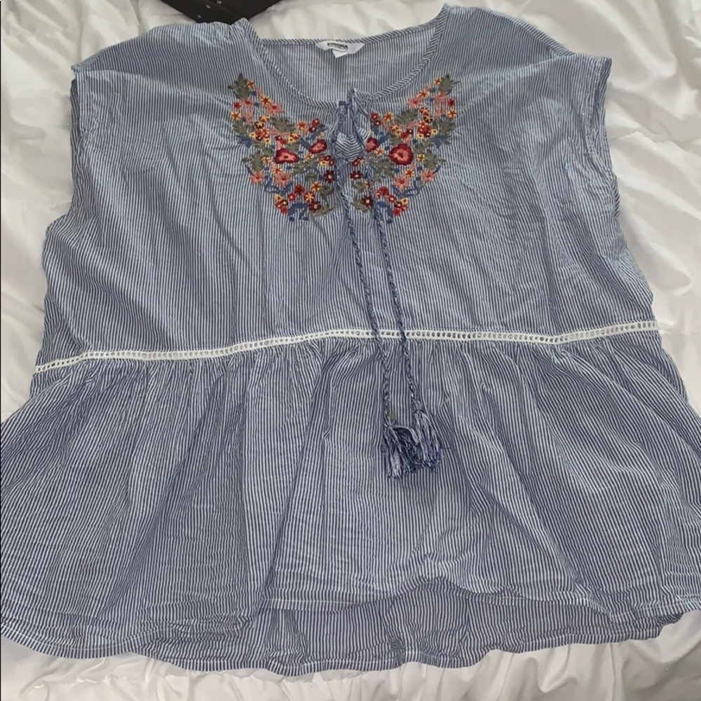 Baby blue stripped blouse